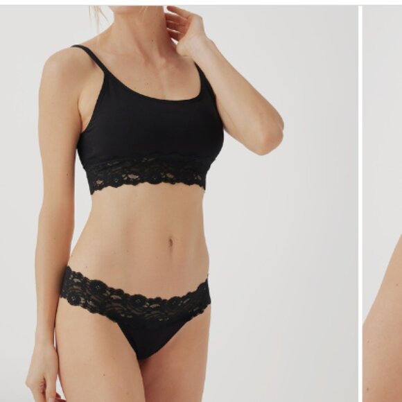 Pact Women's Watermelon Sugar Lace-Waist Thongs Set of 5, Size Small - Picture 1 of 3